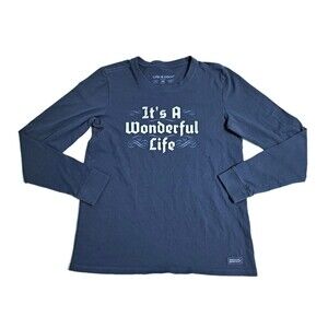 Life Is Good Crusher It's A Wonderful Life T-Shirts Long Sleeve Womens Medium